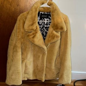 yellow faux fur jacket